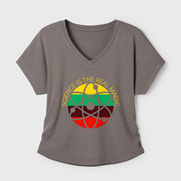 Science Is Real Geek Dolman Sleeve V-Neck Shirt