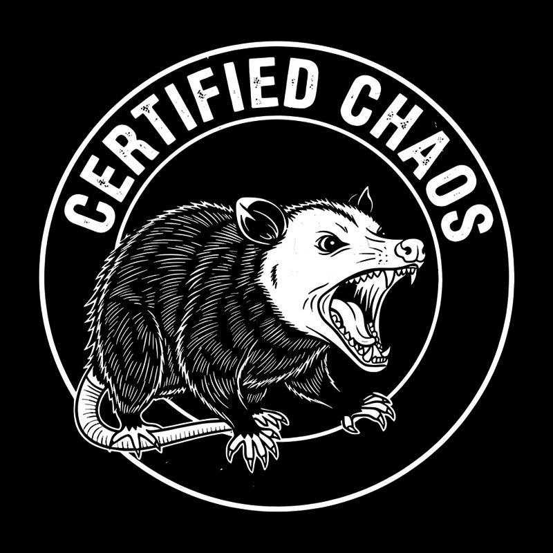 Certified Chaos Possum Emblem Geek T-Shirt
