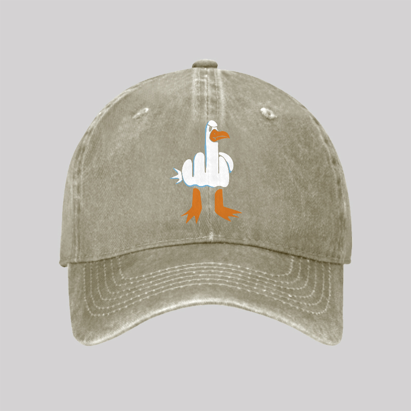 Rude Seagull Design Funny Washed Vintage Baseball Cap
