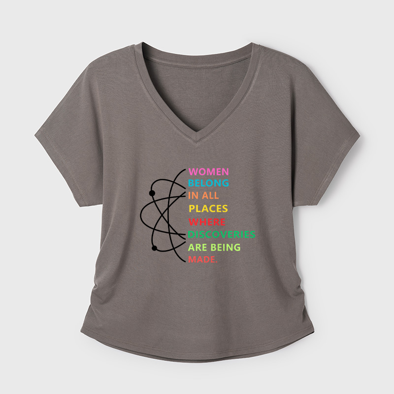 Women Belong In Science Geek Dolman Sleeve V-Neck Shirt