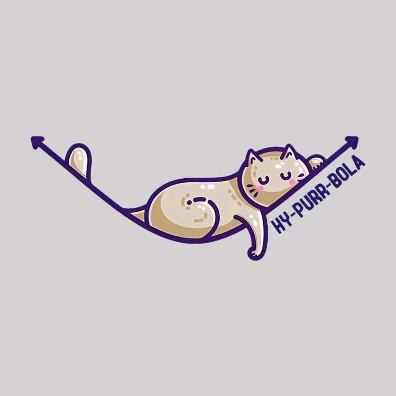 Hy-purr-bola Hyperbola Maths Cat Pun Geek T-Shirt