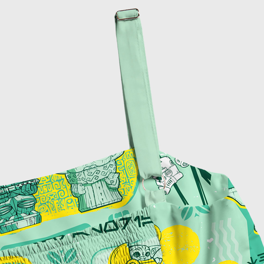 Hawaiian Traditional Tiki Green Geek Tiered Cami Maxi Dress