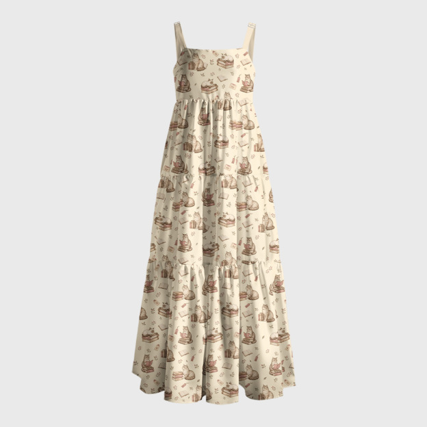 The Bookish Cat Library Geek Tiered Cami Maxi Dress