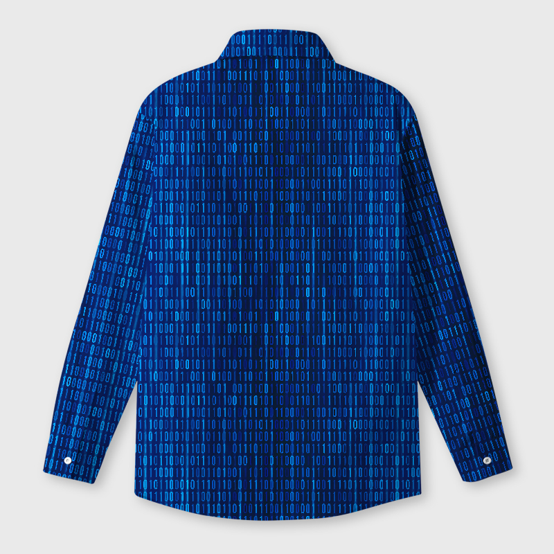 Binary Computer 1s and 0s Blue Geek Long-Sleeved Shirt