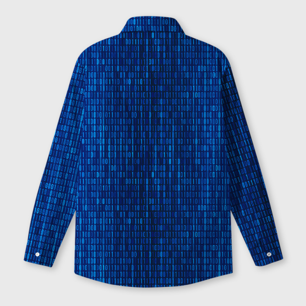 Binary Computer 1s and 0s Blue Geek Long-Sleeved Shirt