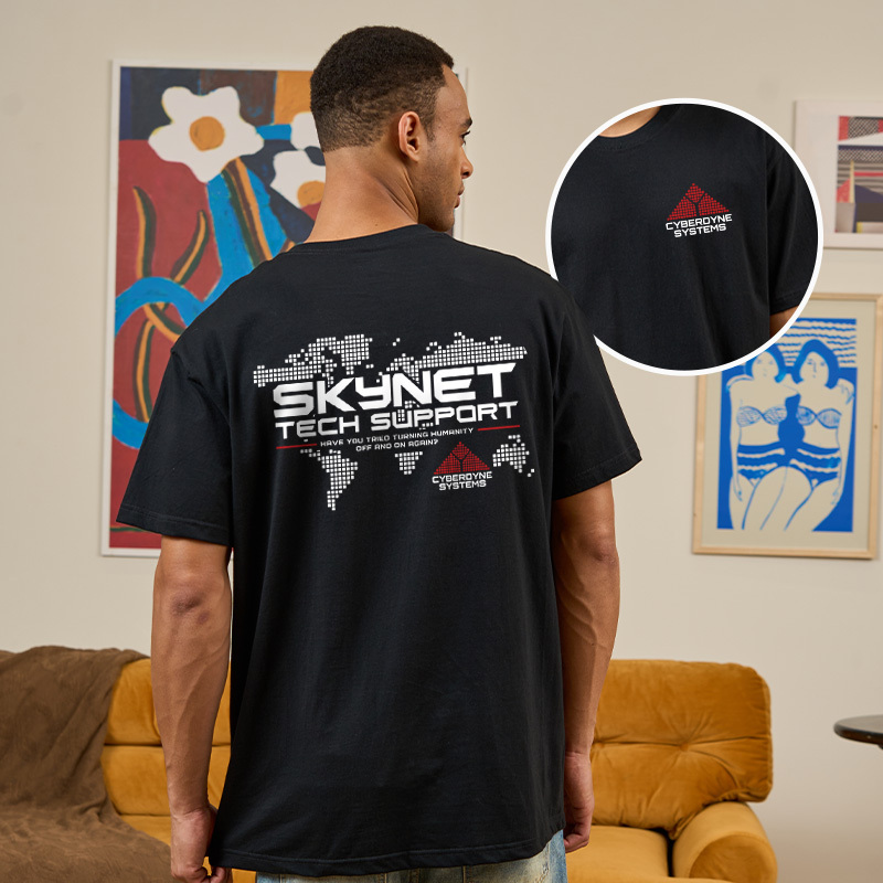 Global Digital Network Tech Support Front and Back Printed Geek T-Shirt