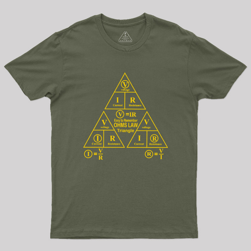 Electrical Ohms Law Triangle Formula Chart Geek T-Shirt