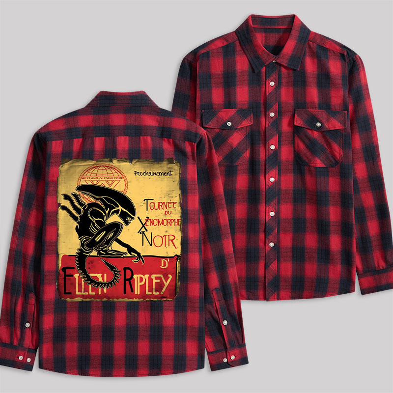 Tour of the Xenomorph Plaid Flannel Shirt