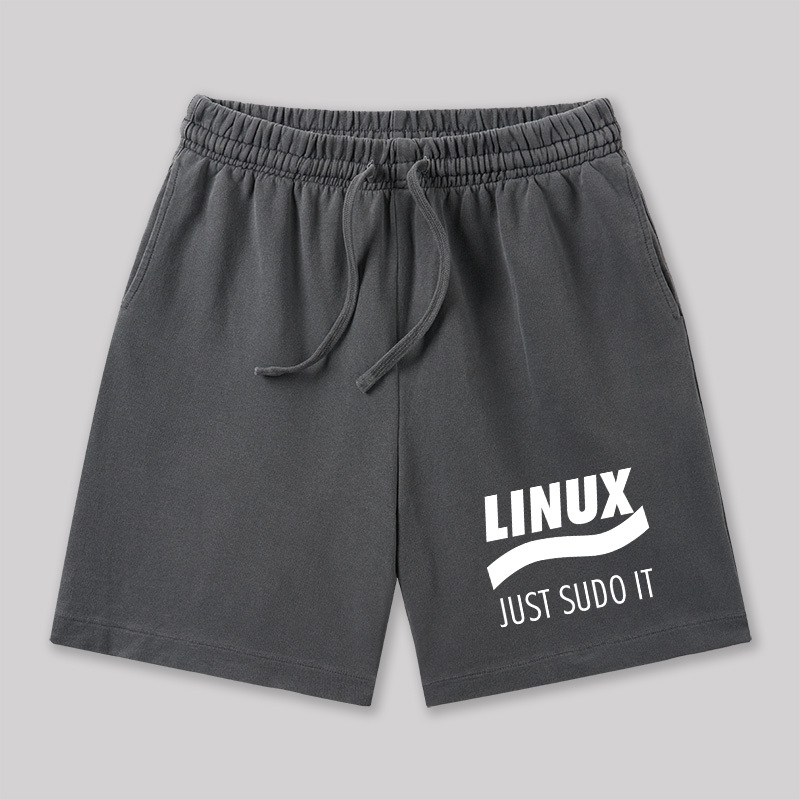 Linux Just Sudo It Geeky Washed Shorts