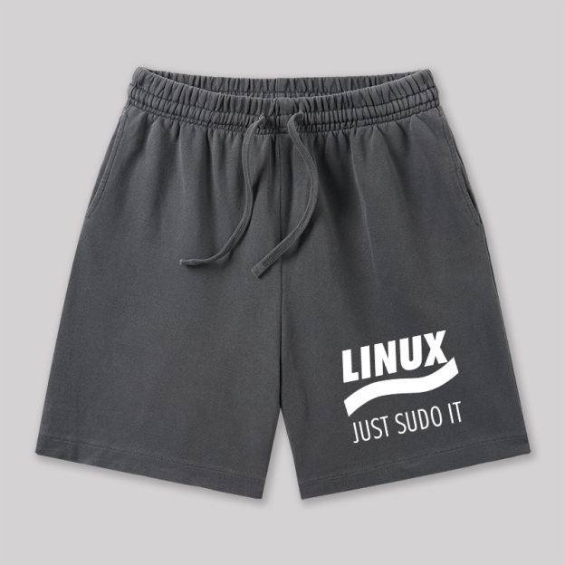 Linux Just Sudo It Geeky Washed Shorts