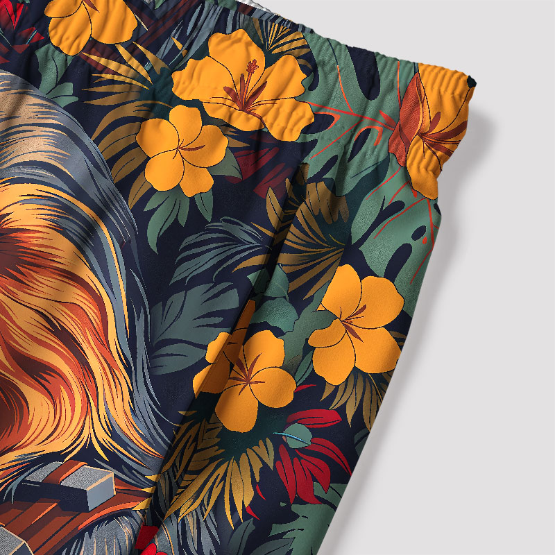 Chewie Flowers and Trees From Geek Hawaiian Swim Trunks