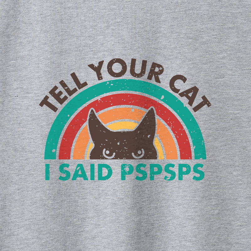 Tell Your Cat Top Retro Cat Rainbow Geek Retro Raglan Long-Sleeve Tee