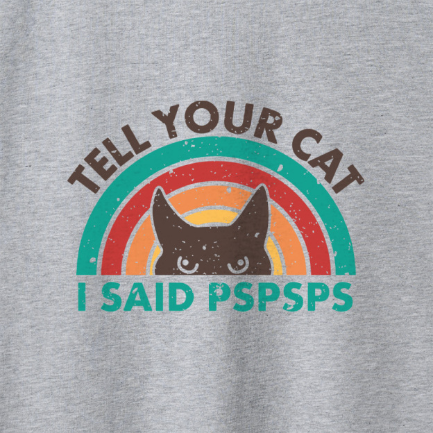 Tell Your Cat Top Retro Cat Rainbow Geek Retro Raglan Long-Sleeve Tee