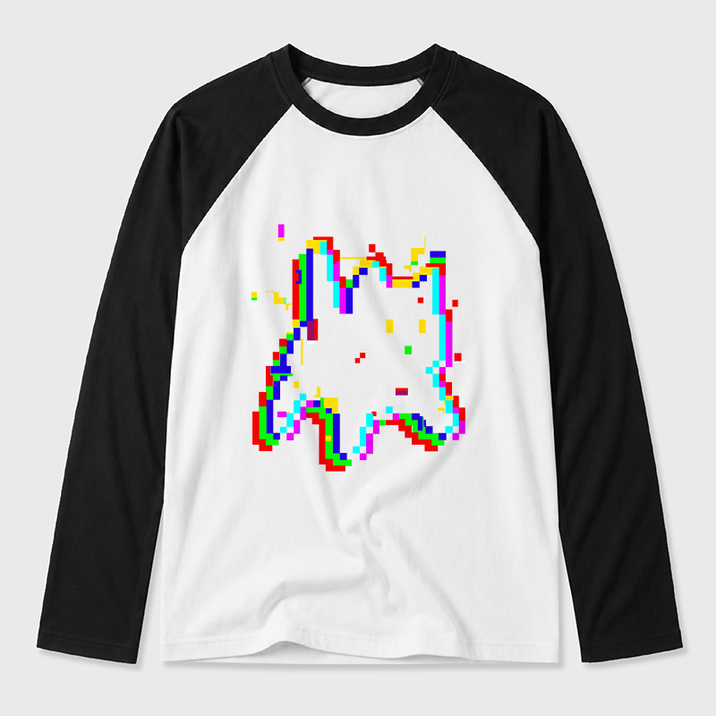 8 Glitch Geek Retro Raglan Long-Sleeve Tee