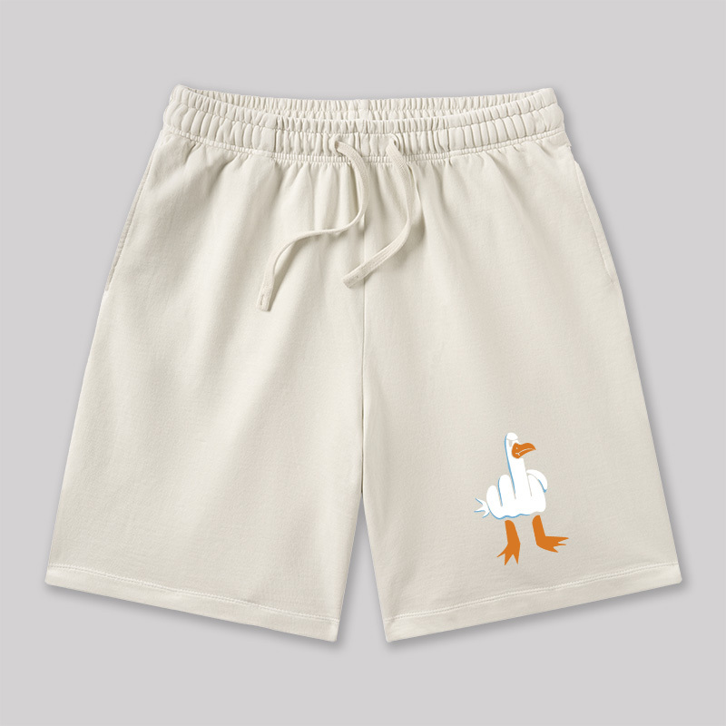 Rude Seagull Design Funny Geeky Washed Shorts