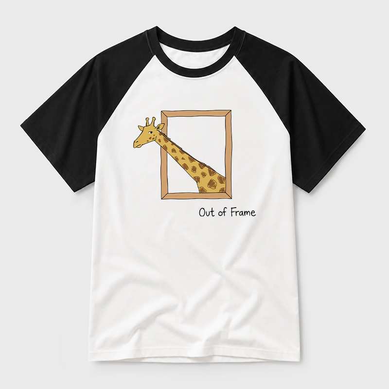 Out of Frame Long Neck Giraffe Geek Retro Raglan T-Shirt