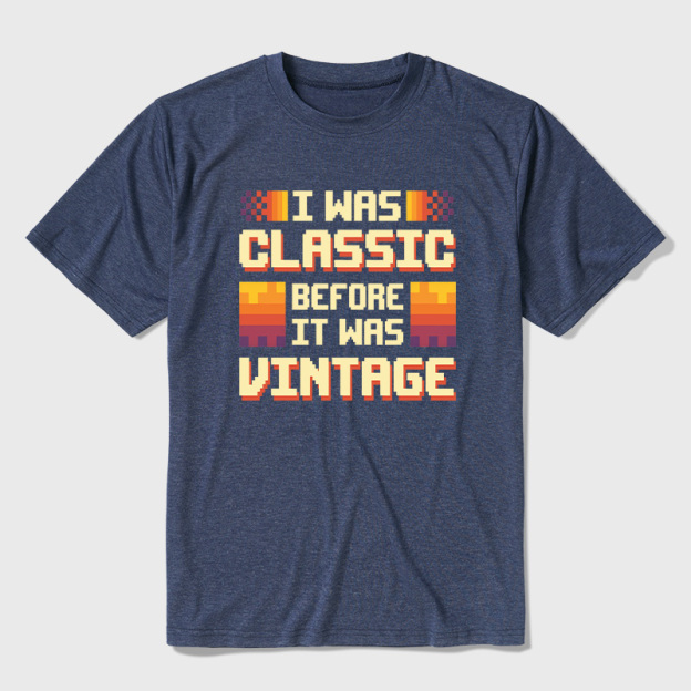 Retro 8-Bit Classic Before Vintage Aesthetic Ultra Soft Heather Tees