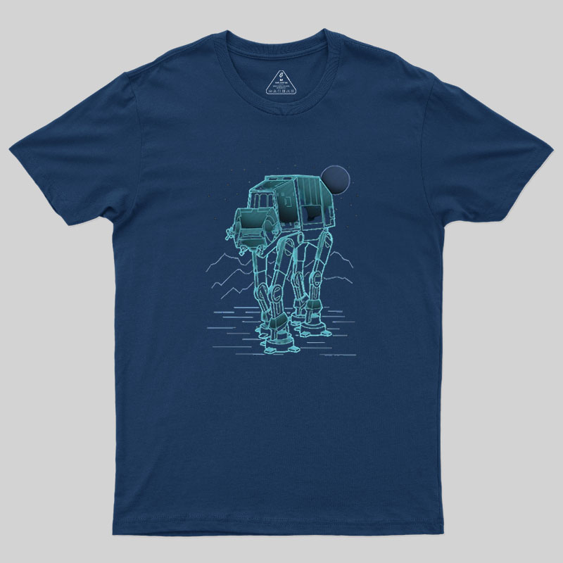 Neon Line-Art Armored Walker Geek T-Shirt