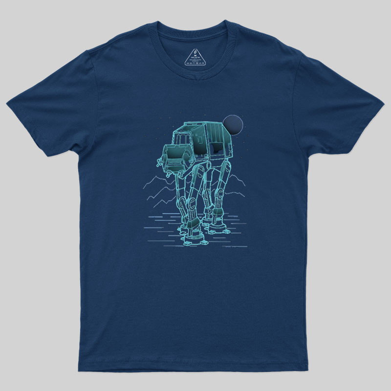 Neon Line-Art Armored Walker Geek T-Shirt