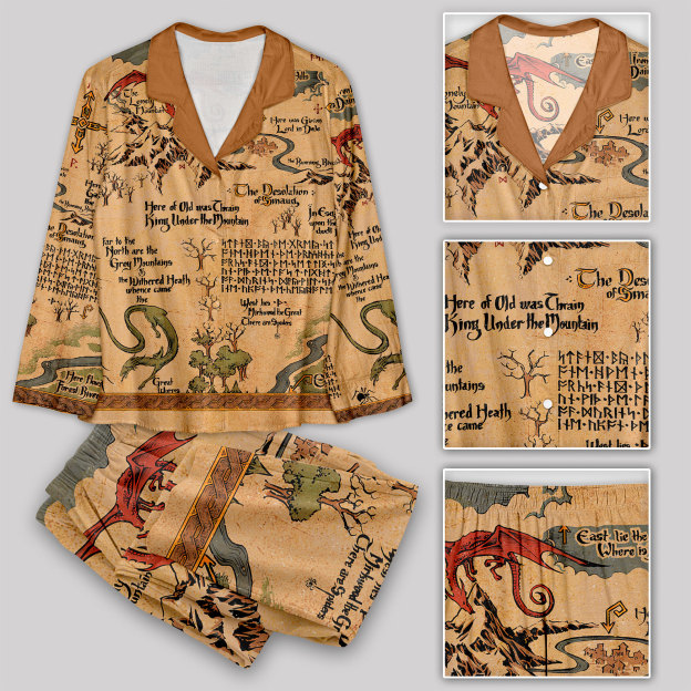 Medieval Science Fiction Map Pajama Sets
