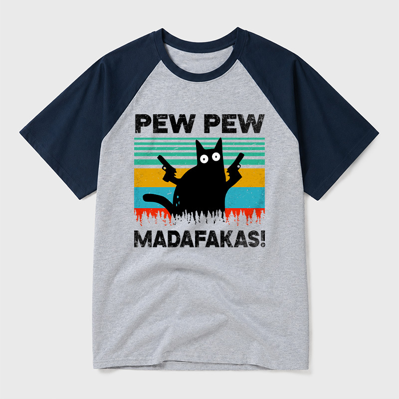 Pew Pew Madafakas Geek Retro Raglan T-Shirt