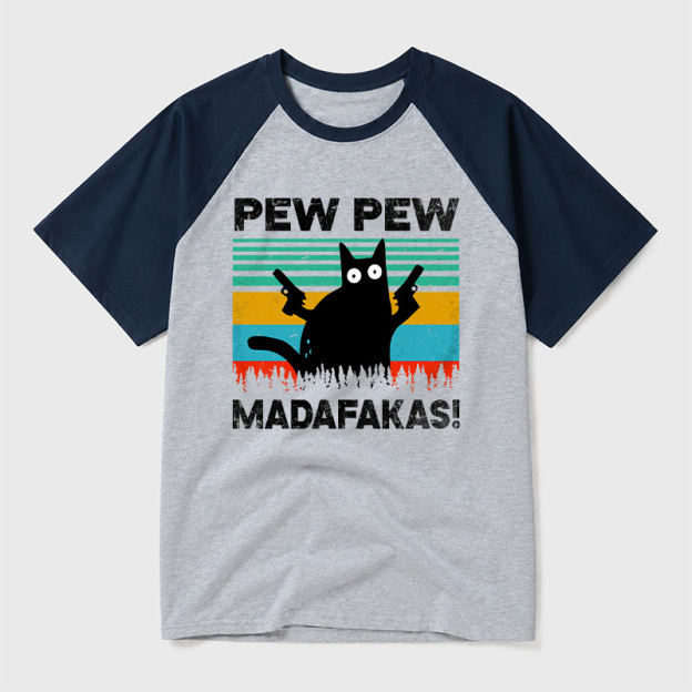 Pew Pew Madafakas Geek Retro Raglan T-Shirt