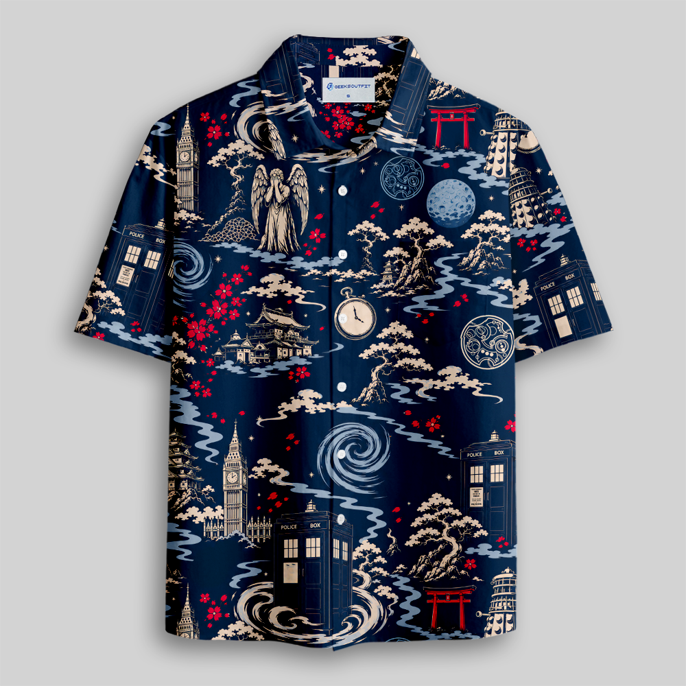 Midnight Time Traveler Button Up Pocket Shirt