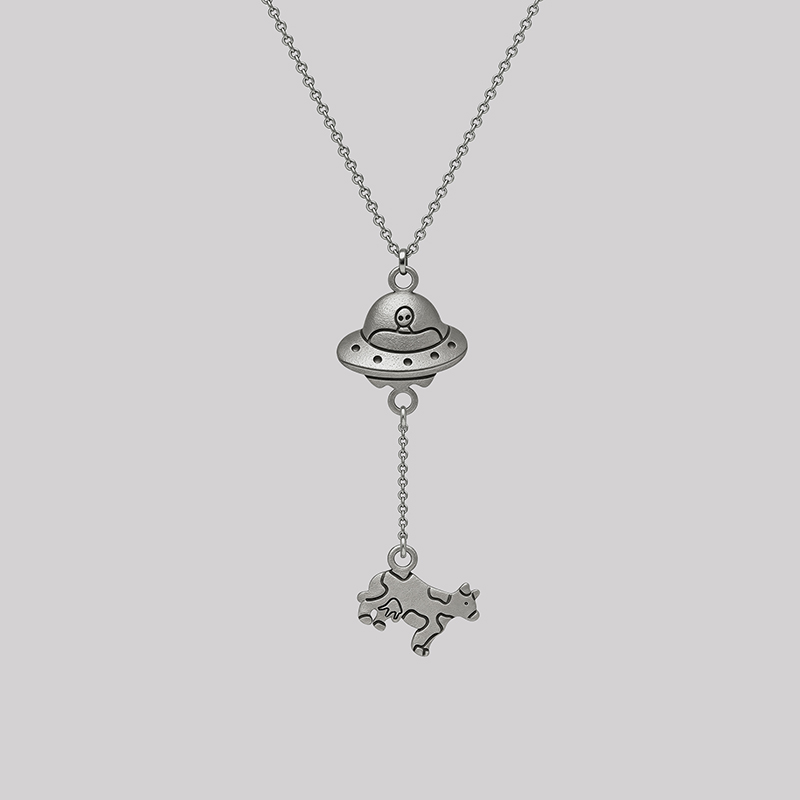 UFO Cow Abduction Geek Sculptural Necklace