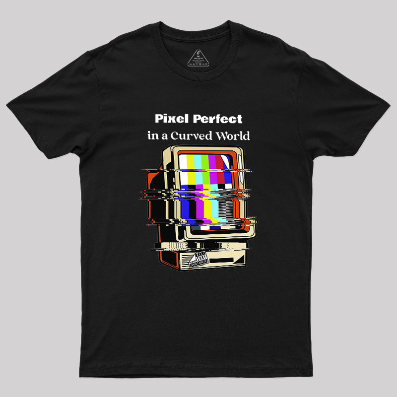 Pixel Perfect In A Curved World Geek T-Shirt
