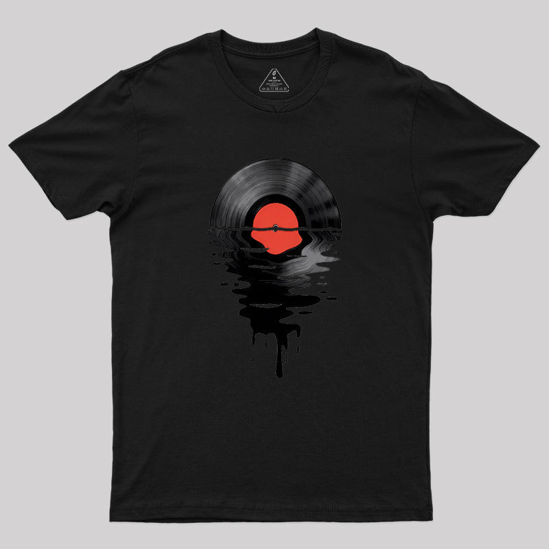 Vinyl LP Music Record Sunset Red Geek T-Shirt