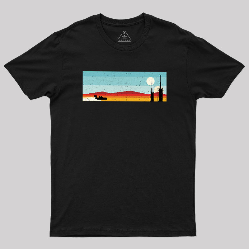Desert Sunset Rocket Silhouette Geek T-Shirt