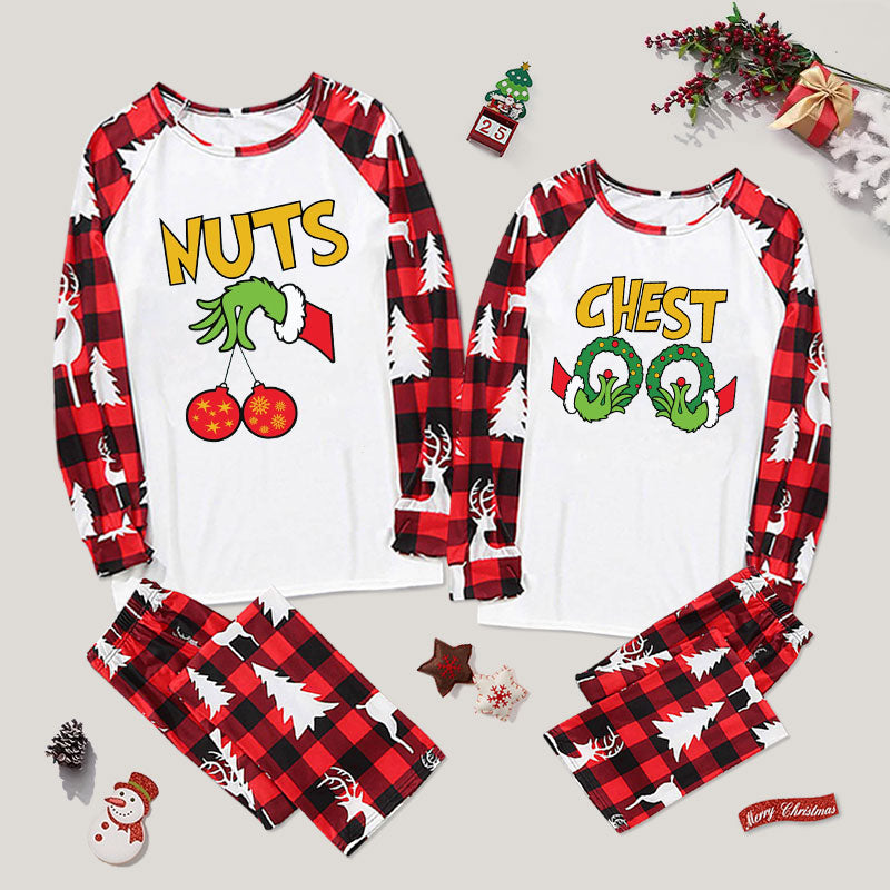 Nuts Chest Merry Christmas Couple Pajama Sets