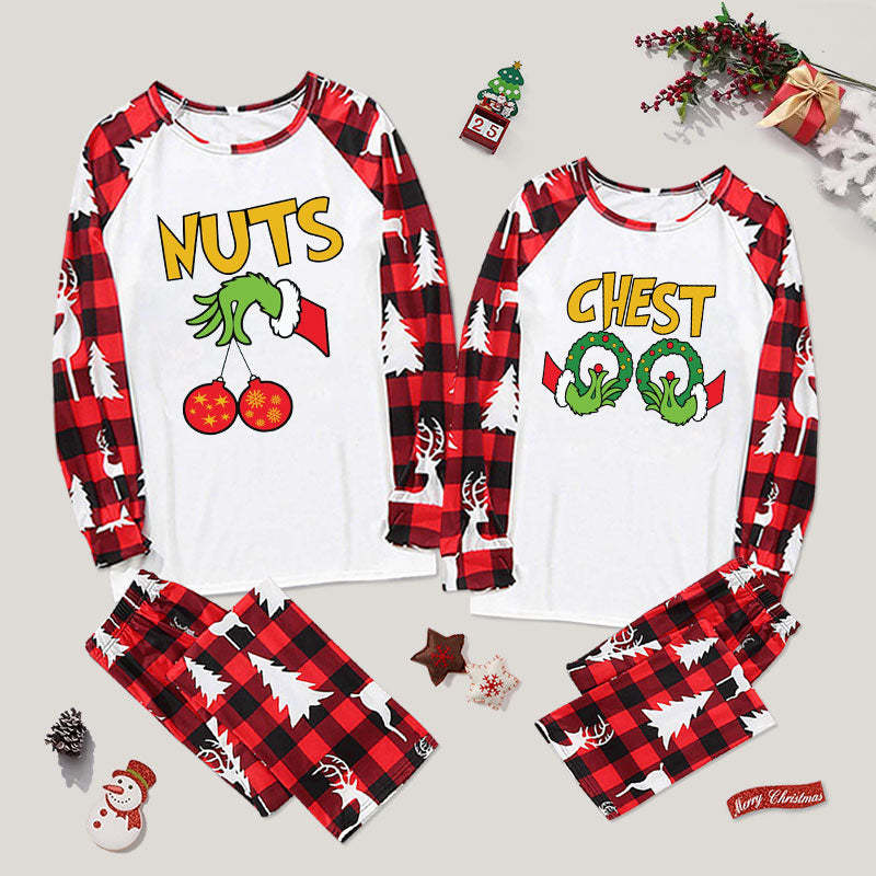 Nuts Chest Merry Christmas Couple Pajama Sets