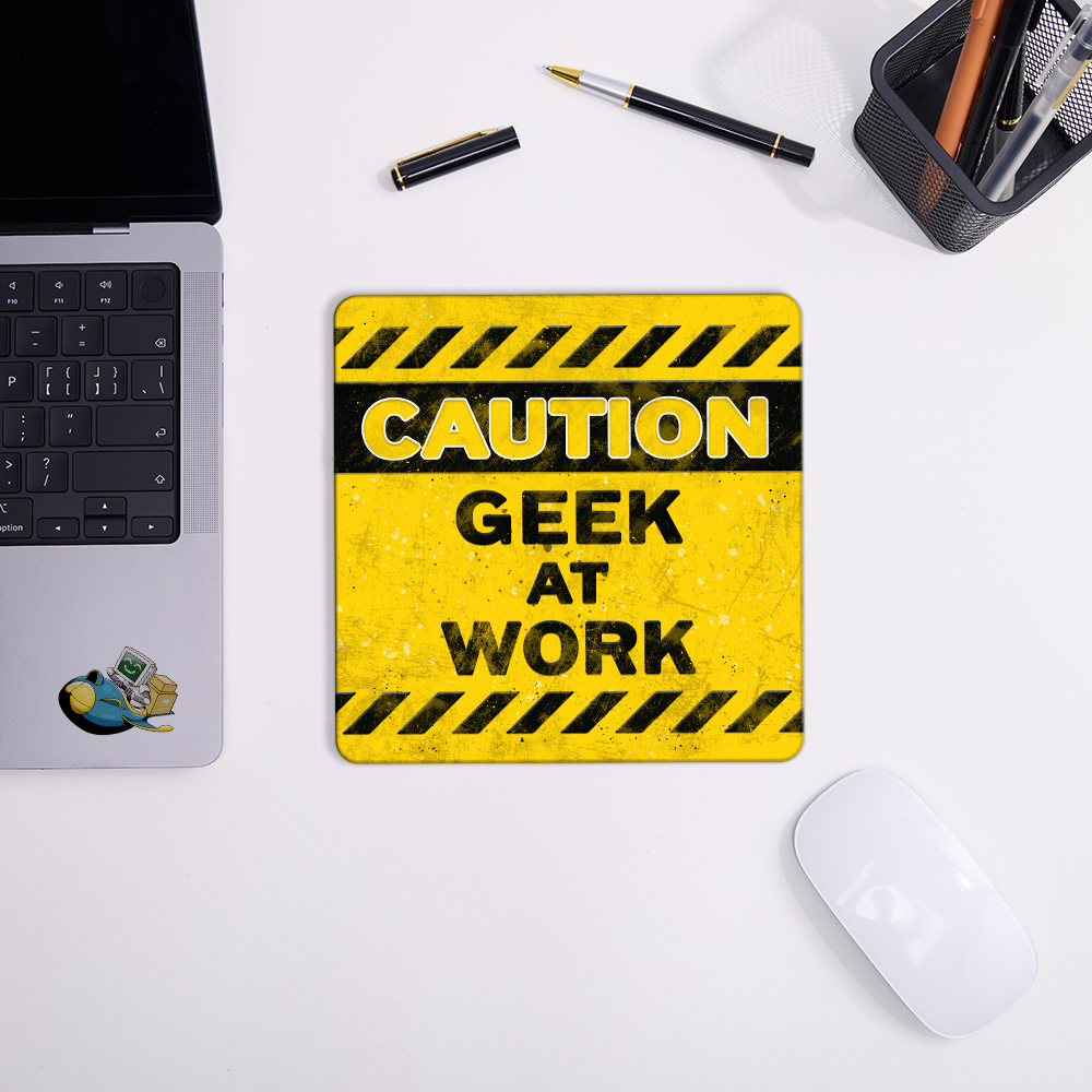 Caution Geek Novelty Mouse Pad