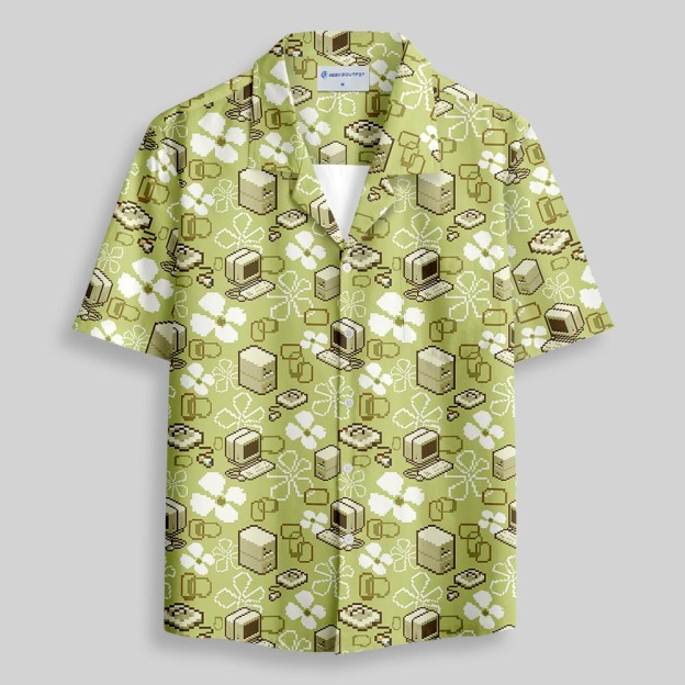 Retro Tech Tropics Button Up Pocket Shirt