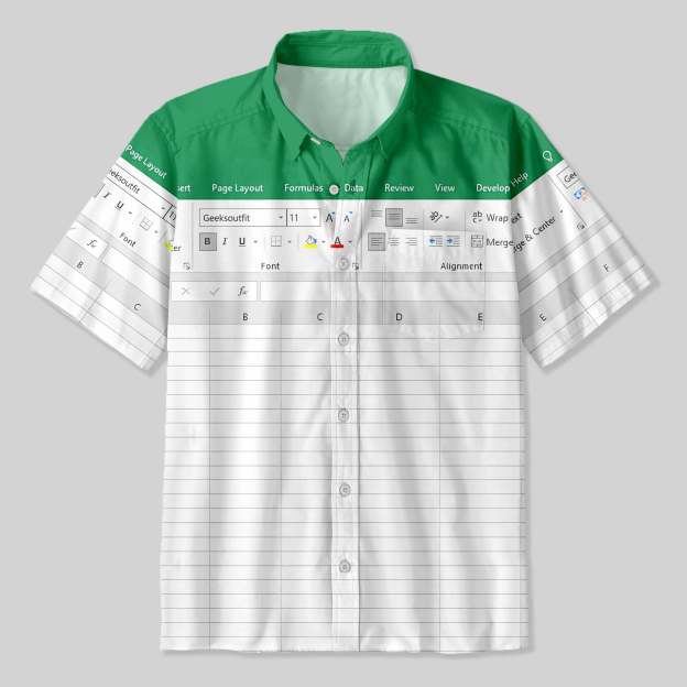 Excel Funny Work Shirt Button Up Pocket Shirt