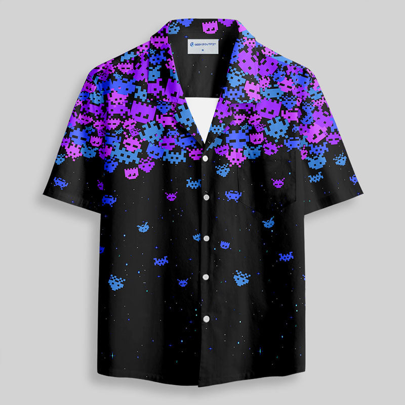 Space Pixels Button Up Pocket Shirt