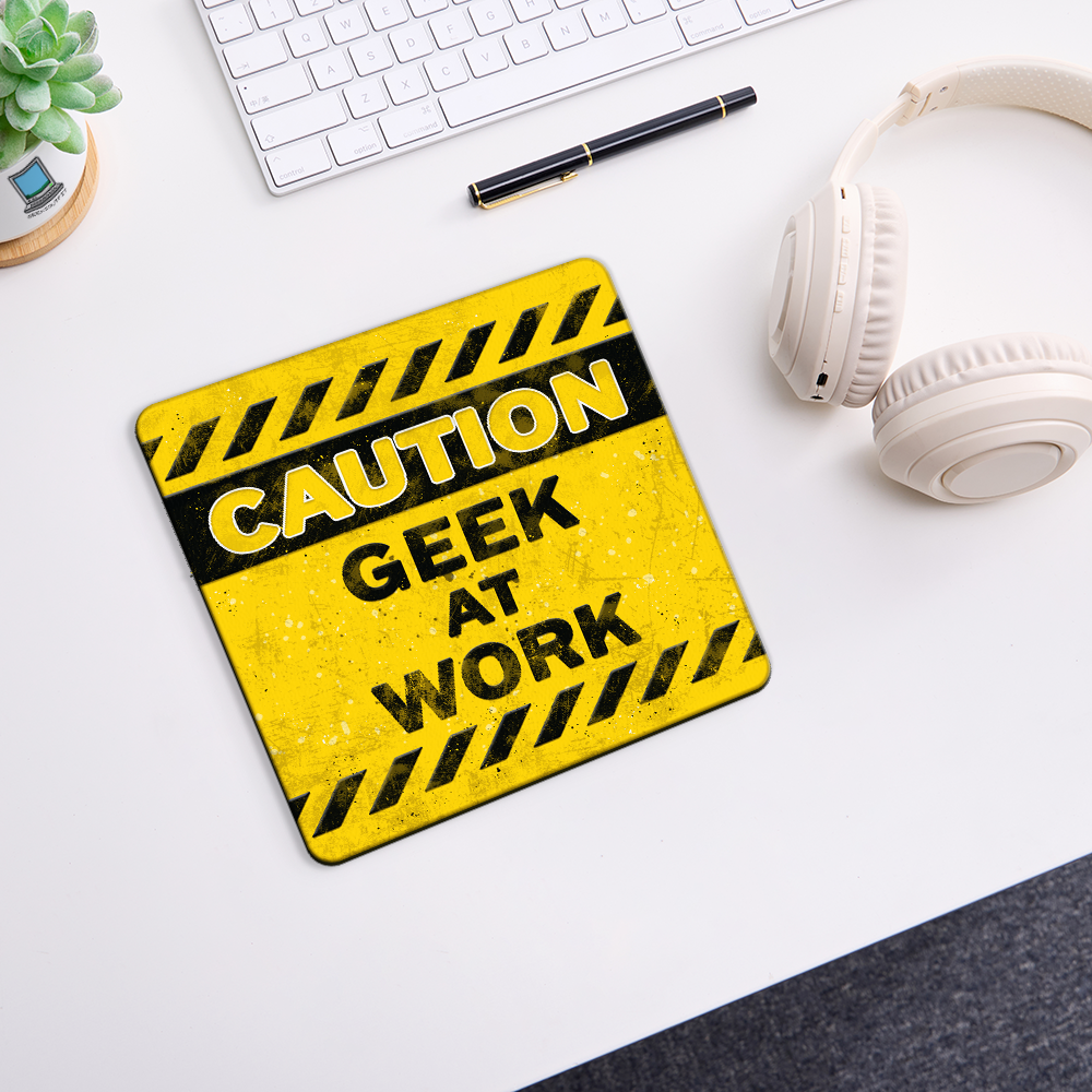 Caution Geek Novelty Mouse Pad