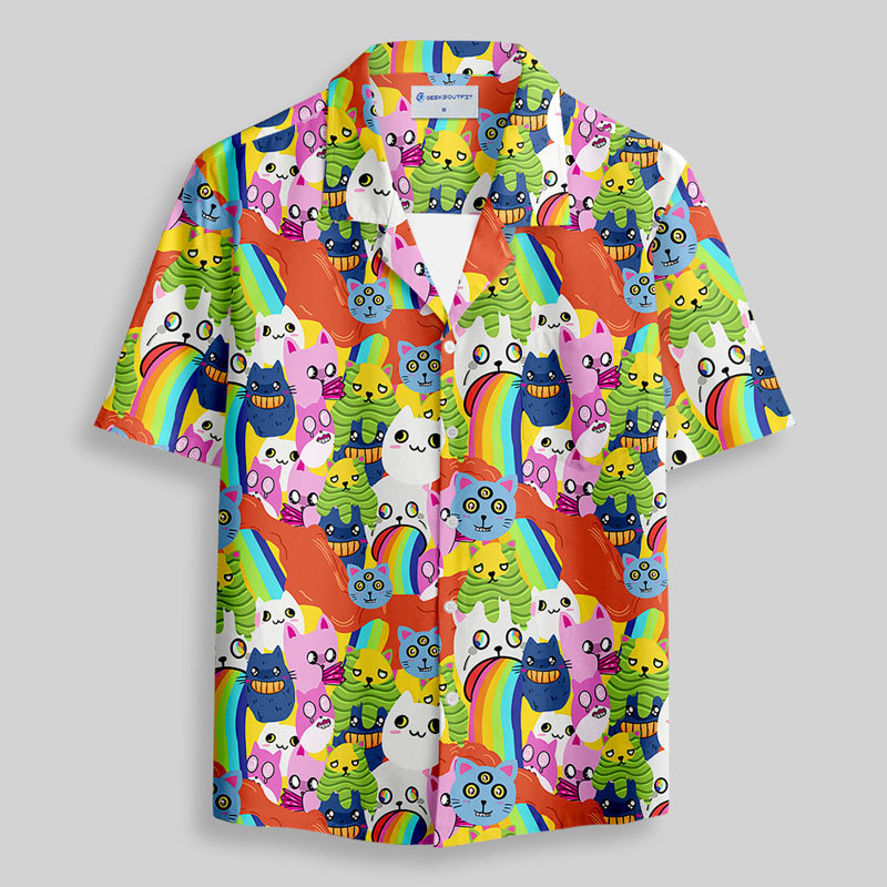 Exploding Cat Button Up Pocket Shirt