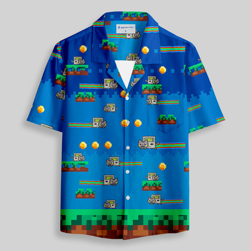 Nyan Cat Button Up Pocket Shirt