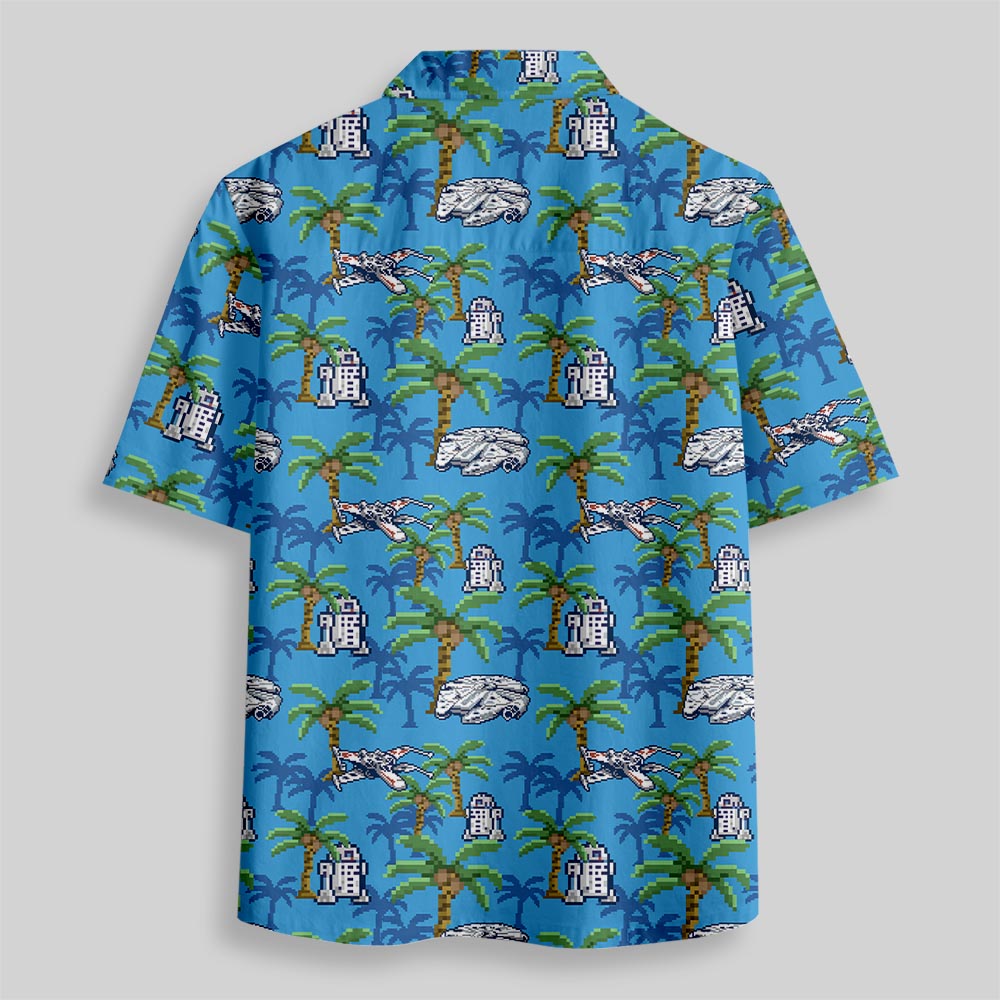 Pixel Starship Button Up Pocket Shirt