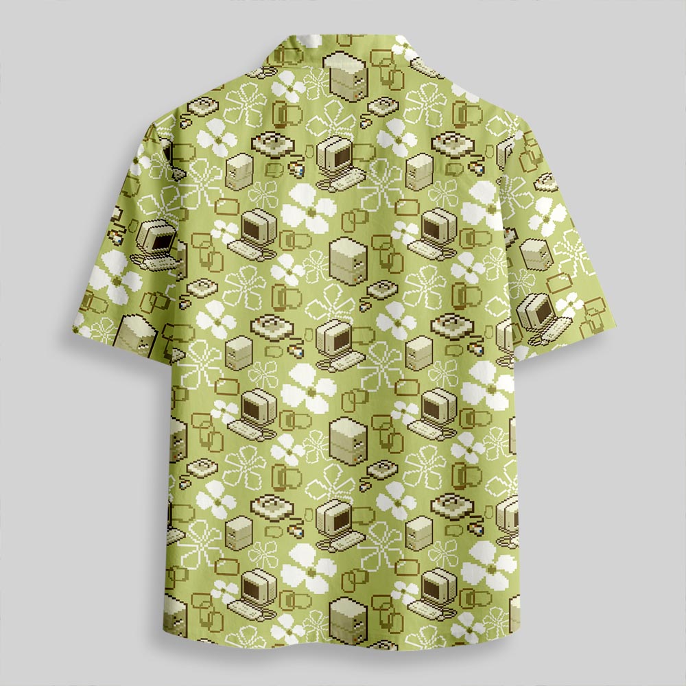 Retro Tech Tropics Button Up Pocket Shirt