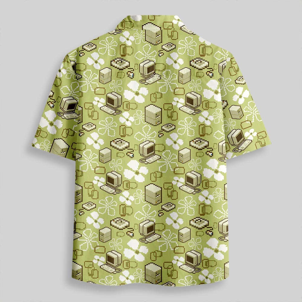 Retro Tech Tropics Button Up Pocket Shirt