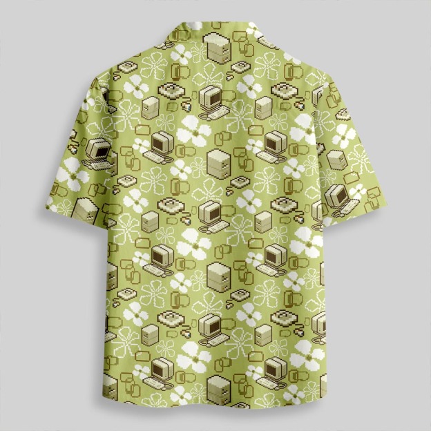 Retro Tech Tropics Button Up Pocket Shirt