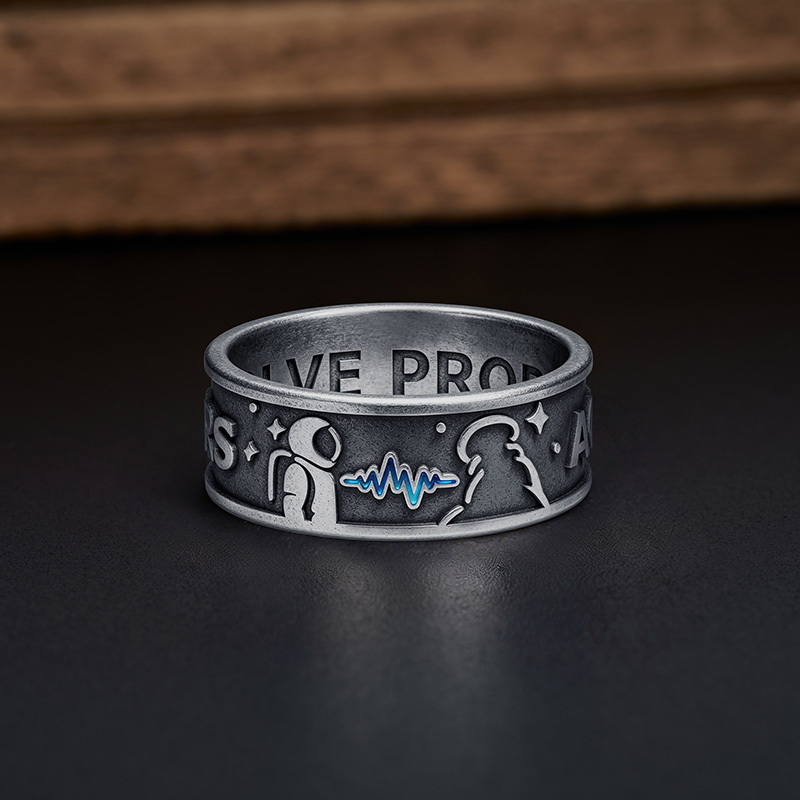Geeksoutfit The Universe Geek Silver Band Ring for Sale