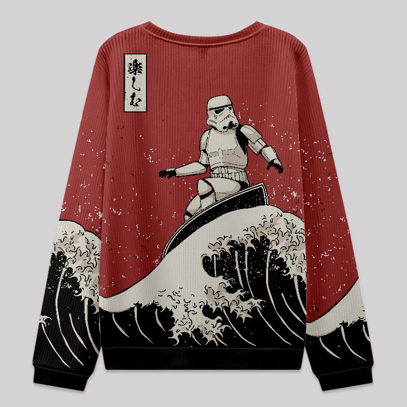 Stormtrooper Surfing Ukiyo-e Knit Sweatshirt