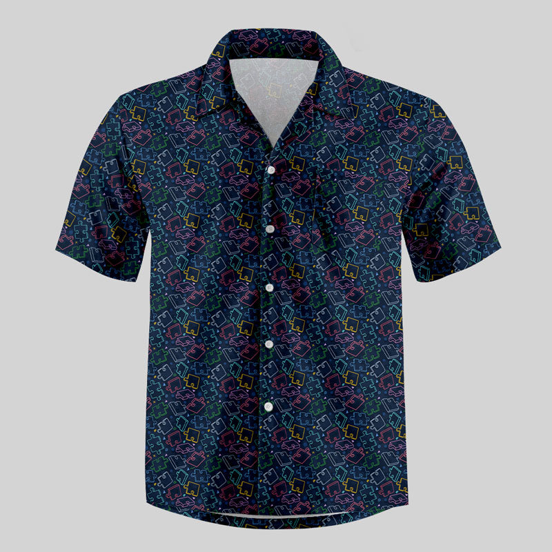 Puzzle Pieces Button Up Pocket Shirt