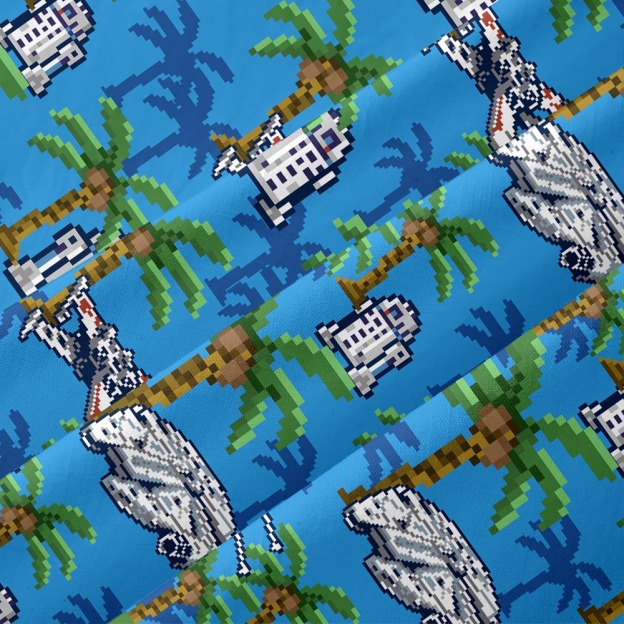 Pixel Starship Button Up Pocket Shirt