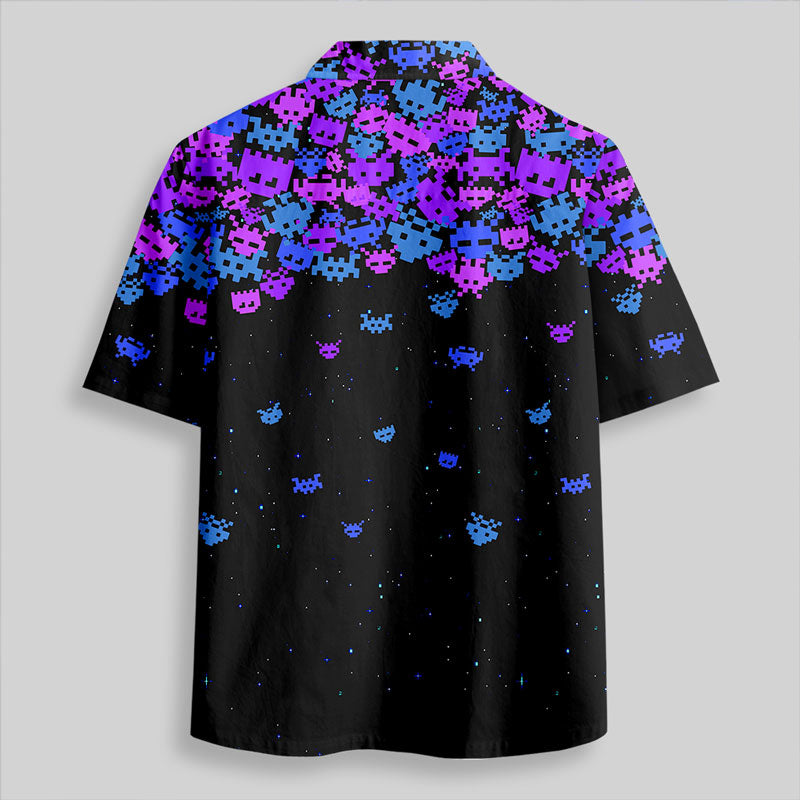 Space Pixels Button Up Pocket Shirt