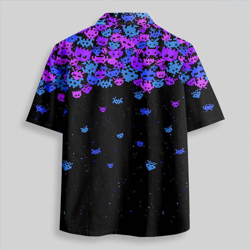 Space Pixels Button Up Pocket Shirt